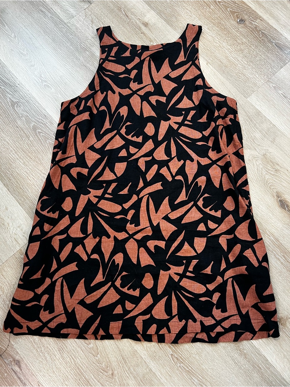 A New Day Sleeveless Black & Rust Abstract Print Dress